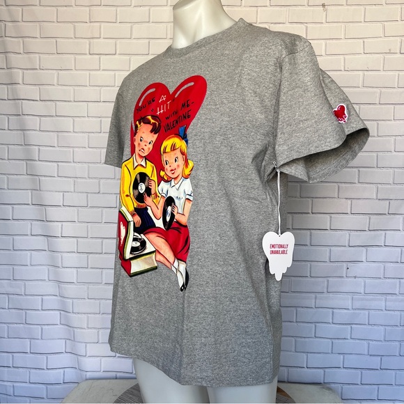 Emotionally Unavailable EU VALENTINE TEE Shirt Grey NWT - Picture 4 of 12
